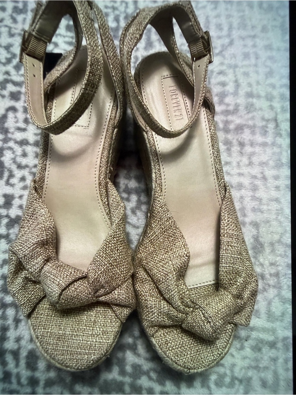 Forever 21 Gold-Tone Knotted Wedge Sandals